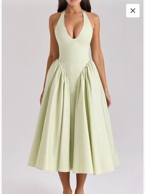 House of CB Pale Green Halter Midi Dress